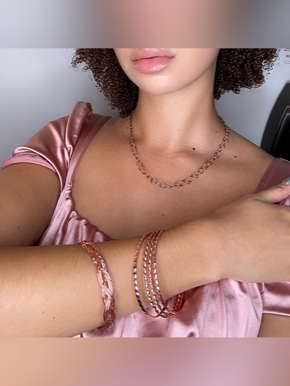 Rose Gold Women’s Necklace and Bangle Set